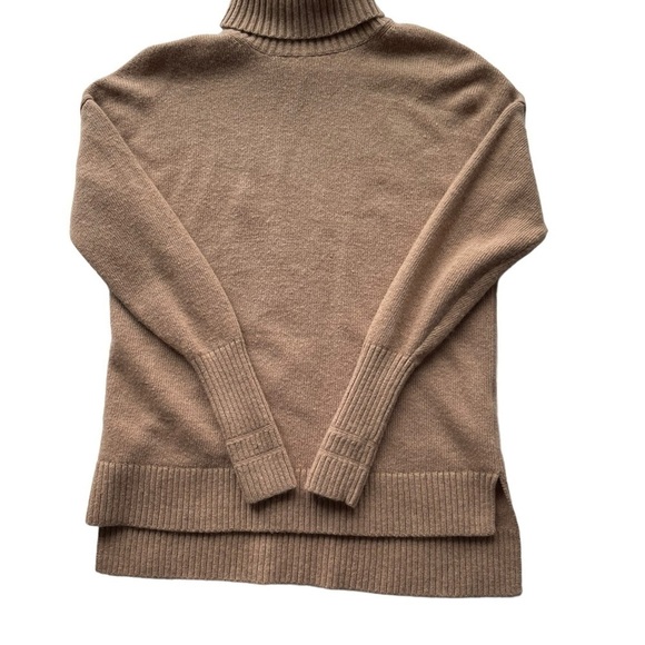 J. Crew Wool Turtleneck Sweater Brown Tan XSmall XS Pullover Hi Lo Cozy - Picture 7 of 10